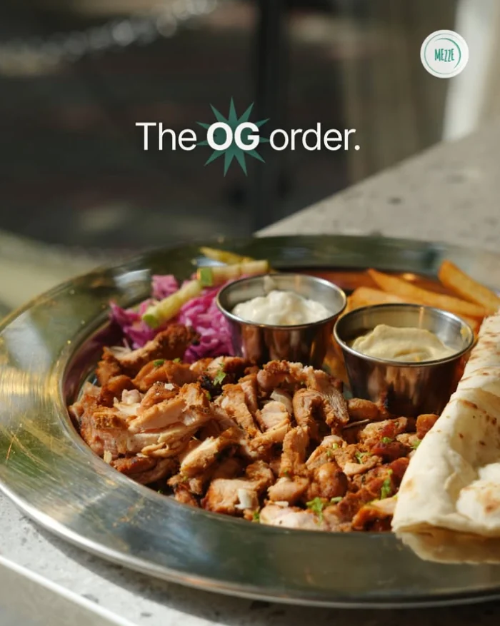 Chicken shawarma platter served at Mezze
